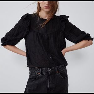 Zara Black Ruffle Blouse
